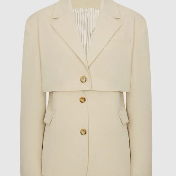 Urban Revivo - Notch Lapel Straight Blazer And Vest Set - Picture 2 of 5